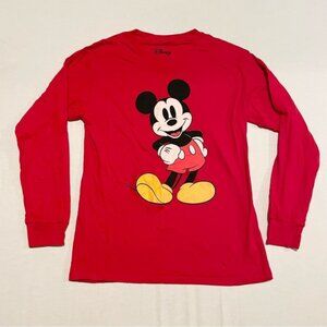 Disney Mickey Mouse Red Long Sleeve TShirt Womens Size Large Shirt